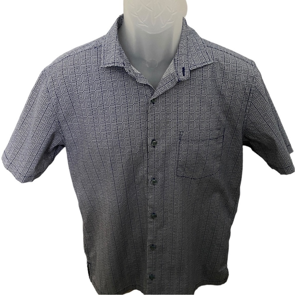 TORI RICHARD Navy Blue & White Aloha Hawaiian Shirt Men S Small